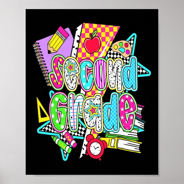Poster First Day Of Second Grade Floral Bundle For Teache (Frente)