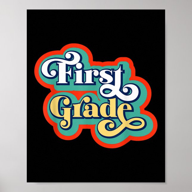 Poster First Grade Teacher And Student Back To School Vib (Frente)