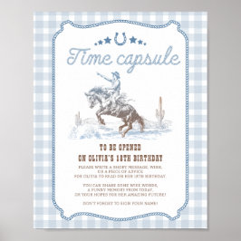 Poster First Rodeo 1st Birthday Western Time Capsule Sign