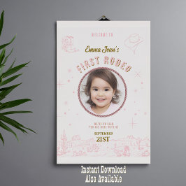 Poster First Rodeo Pink Desert 1st Birthday Welcome