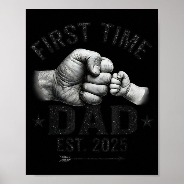 Poster First Time Dad Est 2025 Fist Bump New Dad Father's (Frente)