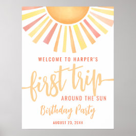 Poster First Trip Around The Sun 1st Birthday Welcome