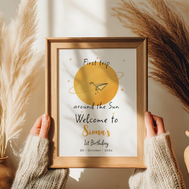 Poster First Trip Around The Sun Paper Airplane Birthday (Criador carregado)