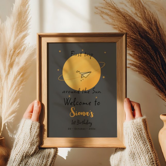 Poster First Trip Around The Sun Paper Airplane Birthday (Criador carregado)