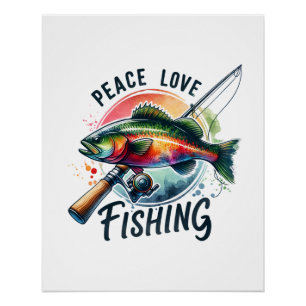 Póster Fisher Gift Peace Love Fisheries