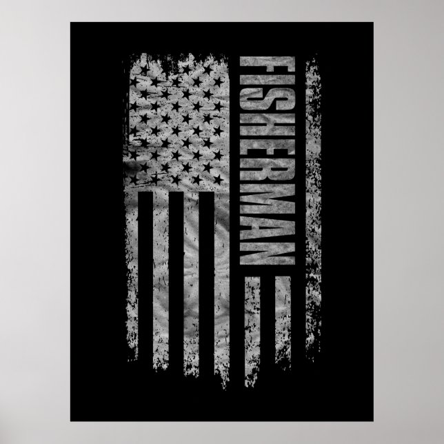 Poster Fisherman USA Flag Distressed design (Frente)