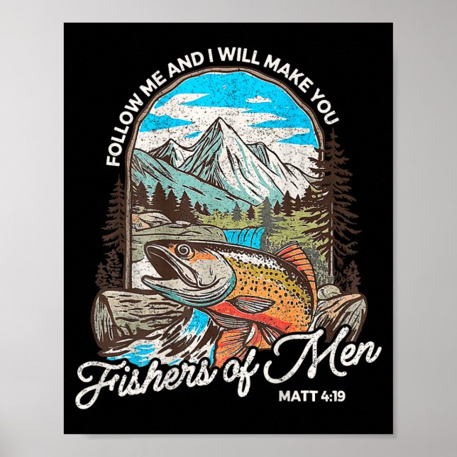 Poster Fishers Of Men Matthew 4-19 Bible Christian Fishin (Frente)
