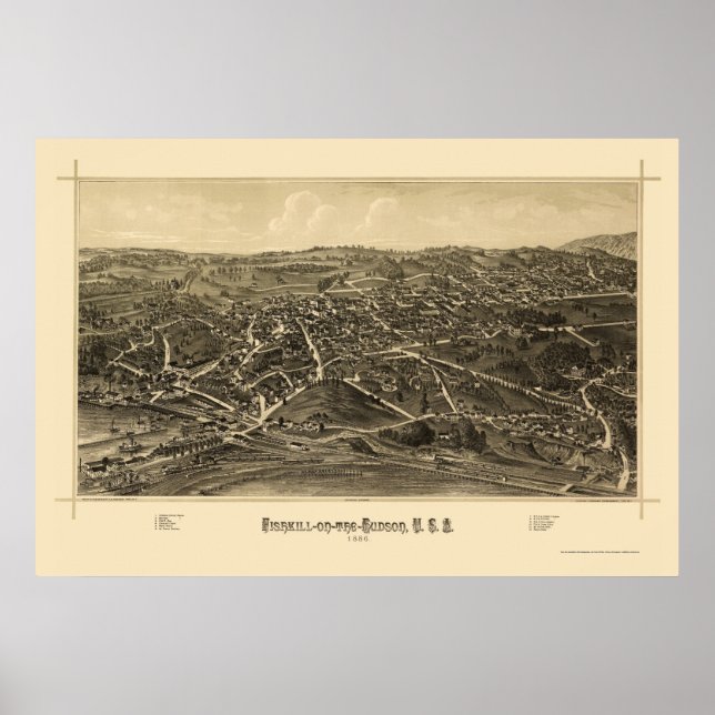 Poster Fishkill, NY Panorâmica Map - 1886 (Frente)
