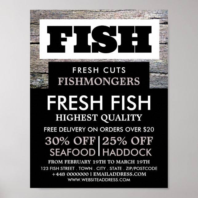 Poster Fishmonger/Esposa Russos, Publicidade No Mercado D (Frente)