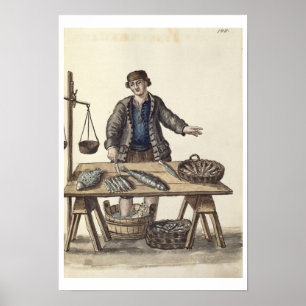 Póster Fishmonger, Venetian (manuscrito)