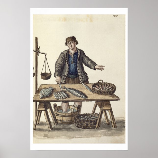 Póster Fishmonger, Veneza (manuscrito) (Frente)