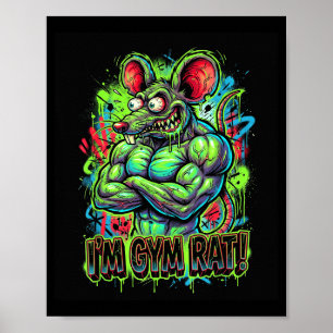 Poster Físico de Academia Musculoso Grafite Treino Fitnes