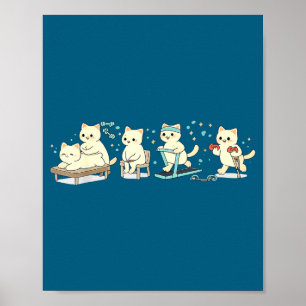 Poster Fisioterapia Divertida Gatinhos Fitness Bem-estar