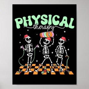 Poster Fisioterapia Mardi Gras Esqueleto Dançando Enferme