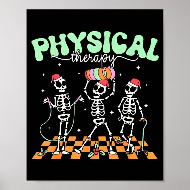 Poster Fisioterapia Mardi Gras Esqueleto Dançando Enferme (Frente)
