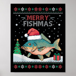 Poster Fismas felizes - Pesca de Carpa de Natal Engraçada