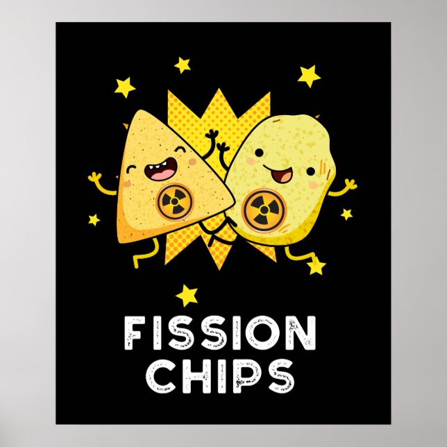 Poster Fissão Chips Engraçado Física Comida Arma Escuro B (Frente)