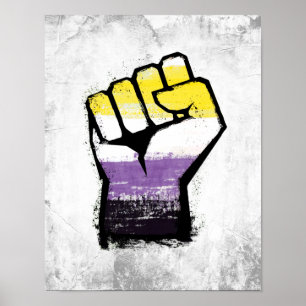Poster Fist de Protesto de Orgulho Não-Binário