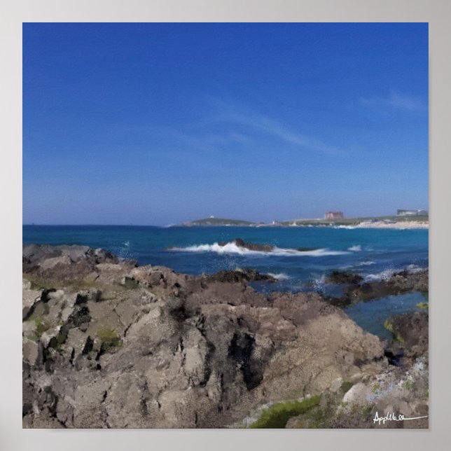 Poster Fistral Beach no verão, Newquay Cornwall (Frente)