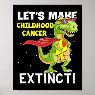 Poster Fita Amarela Dinossauro Conscientização do Câncer