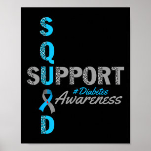 Poster fita azul de cinza da diabetes t1d t2d