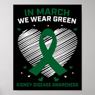 Poster Fita Cardíaca Em Março Vestimos Doença Renal Verde
