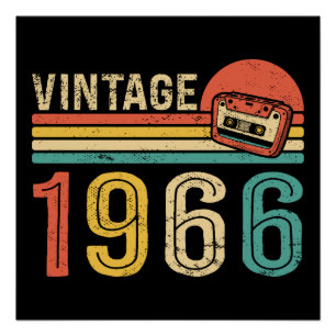 Póster Fita Cassete de Música de Aniversário Retro 1966 6