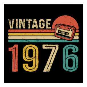 Póster Fita Cassete de Música de Aniversário Retro 1976 5