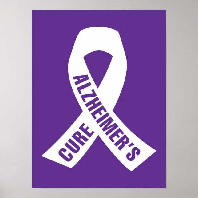 Poster Fita Cure Alzheimers em Roxo (Frente)