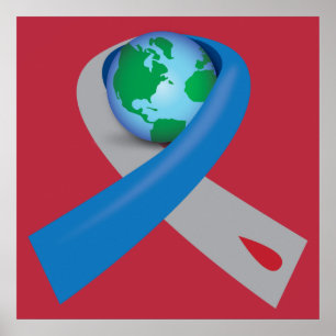 Póster Fita da consciência do diabetes em todo o mundo