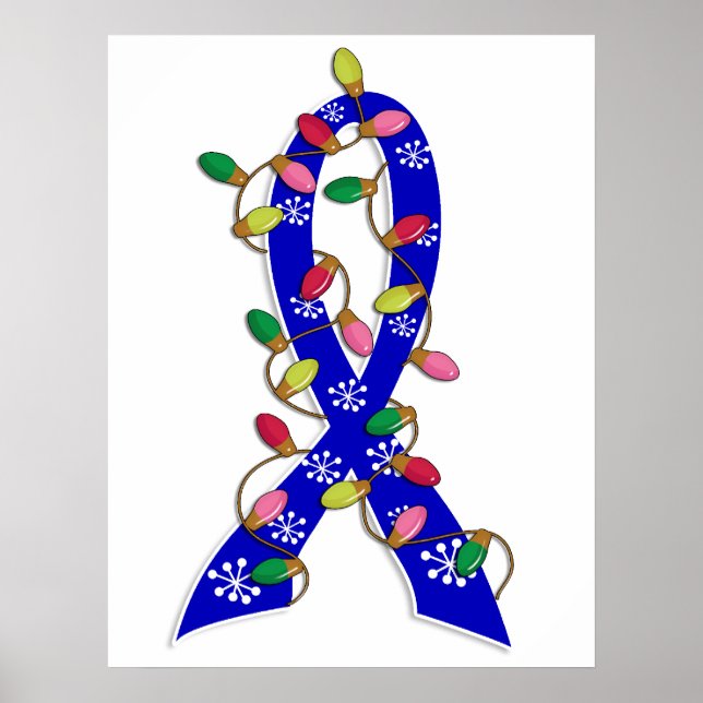 Poster Fita das Luzes de Natal do Cancer Colon (Frente)