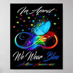 Poster Fita de Borboleta Em Abril Nós Usamos Azul Conscie