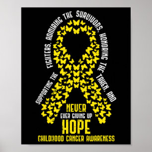 Poster Fita De Cancer De Infância Nunca Desiste De Espera