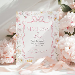 Poster Fita de laço rosa Flor silvestre barra Momosa aqua
