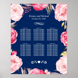 Poster Fita Floral Cor-de-rosa 6 Mesas