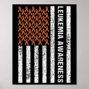 Poster Fita Laranja de Conscientização do Câncer no Sangu