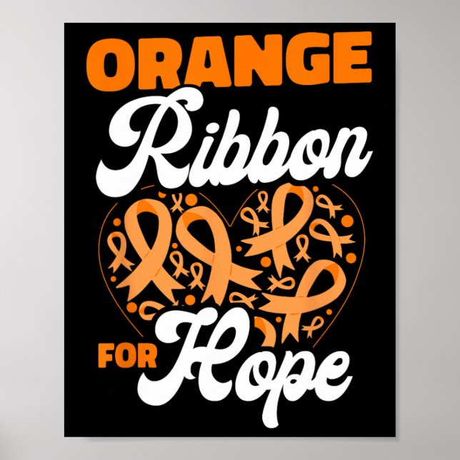 Poster Fita Laranja para Esperança Conscientização do Cân (Frente)