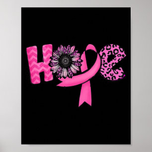 Poster Fita rosa-esperança Leopardo-girassol Cancer A