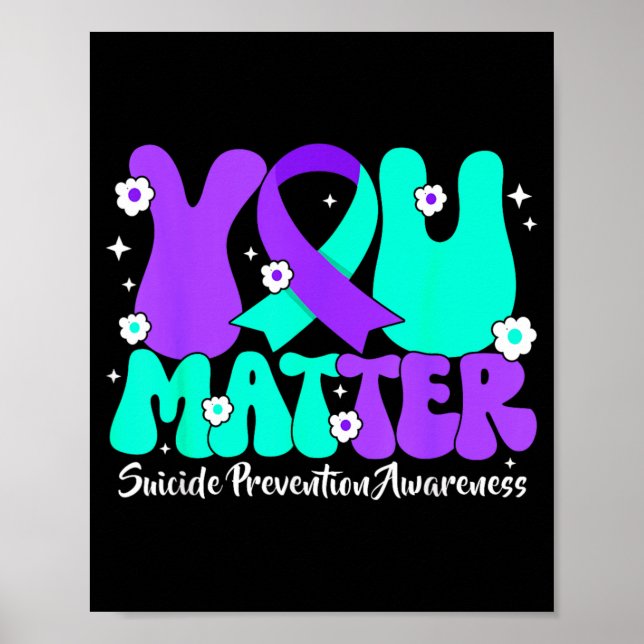 Poster Fita Roxa Azul Conscientização Prevenção de Suicíd (Frente)