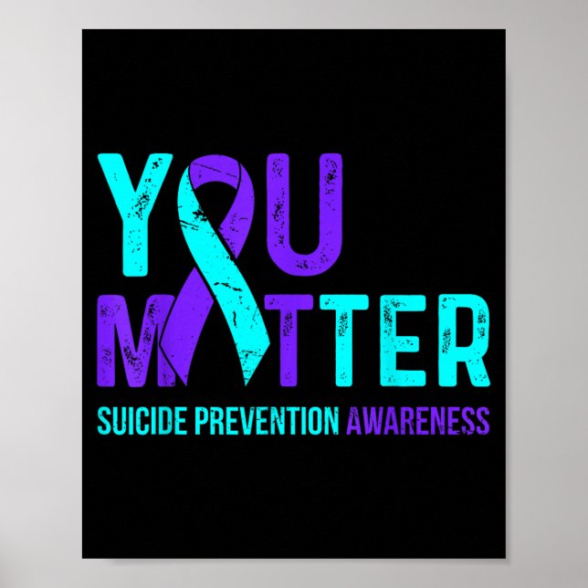 Poster Fita Roxa Azul Conscientização Prevenção de Suicíd (Frente)