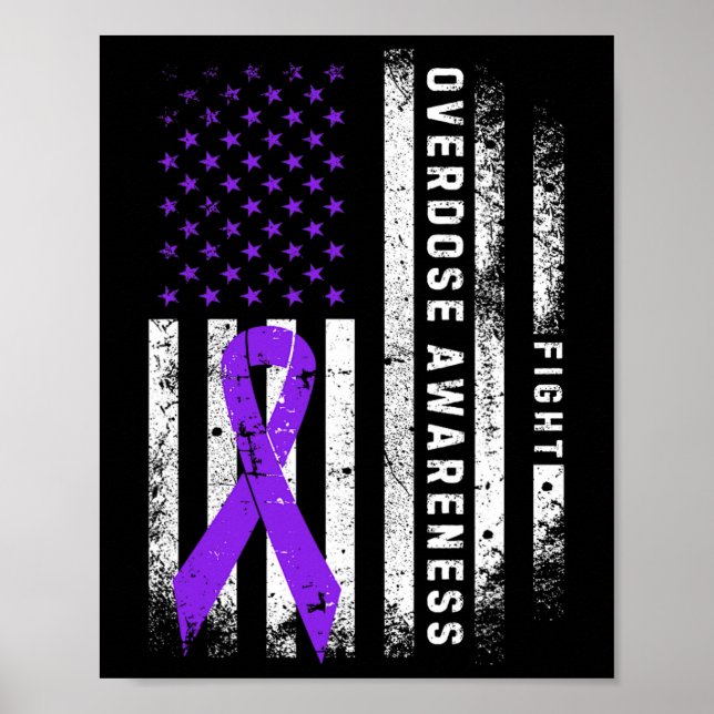 Poster Fita Roxa de Conscientização sobre Overdose Bandei (Frente)