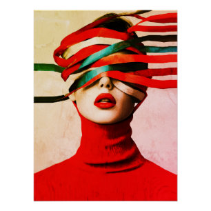 Póster Fita Surrealista Modernista Minimalista Mulher de