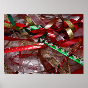 Poster Fitas de Natal Vermelho Verde e Dourado Feriado