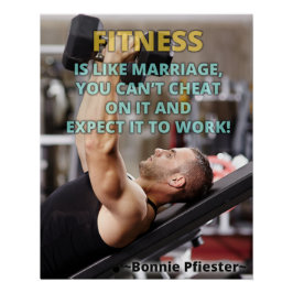 Póster Fitness is Like Marriage Motivational Poster
