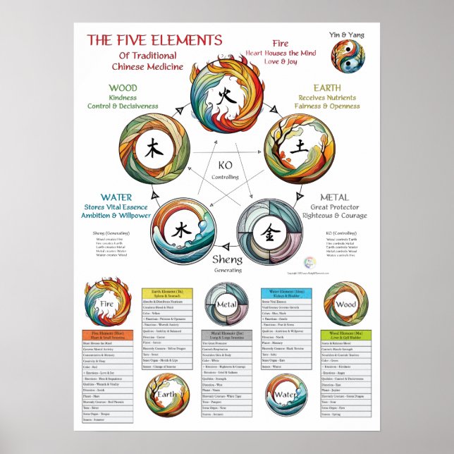 Poster Five Elements Characteristics TCM (Frente)