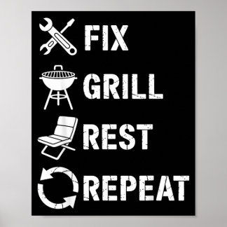 Poster Fix Grill Rest Repeat Handyman BBQ Dad Life 5