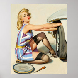 Poster Fixação Pin-up De Um Carro
