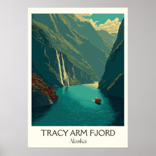 Poster Fjord Tracy Arm Alasca Cachoeira Glacial