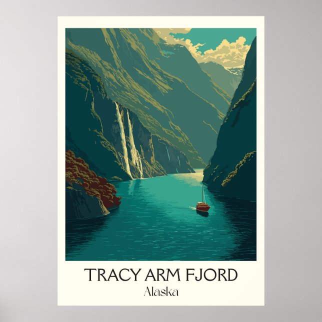 Poster Fjord Tracy Arm Alasca Cachoeira Glacial (Frente)