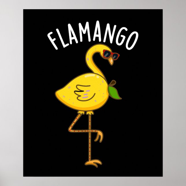 Poster Fla-mango Funny Flamingo Pun Dark BG (Frente)